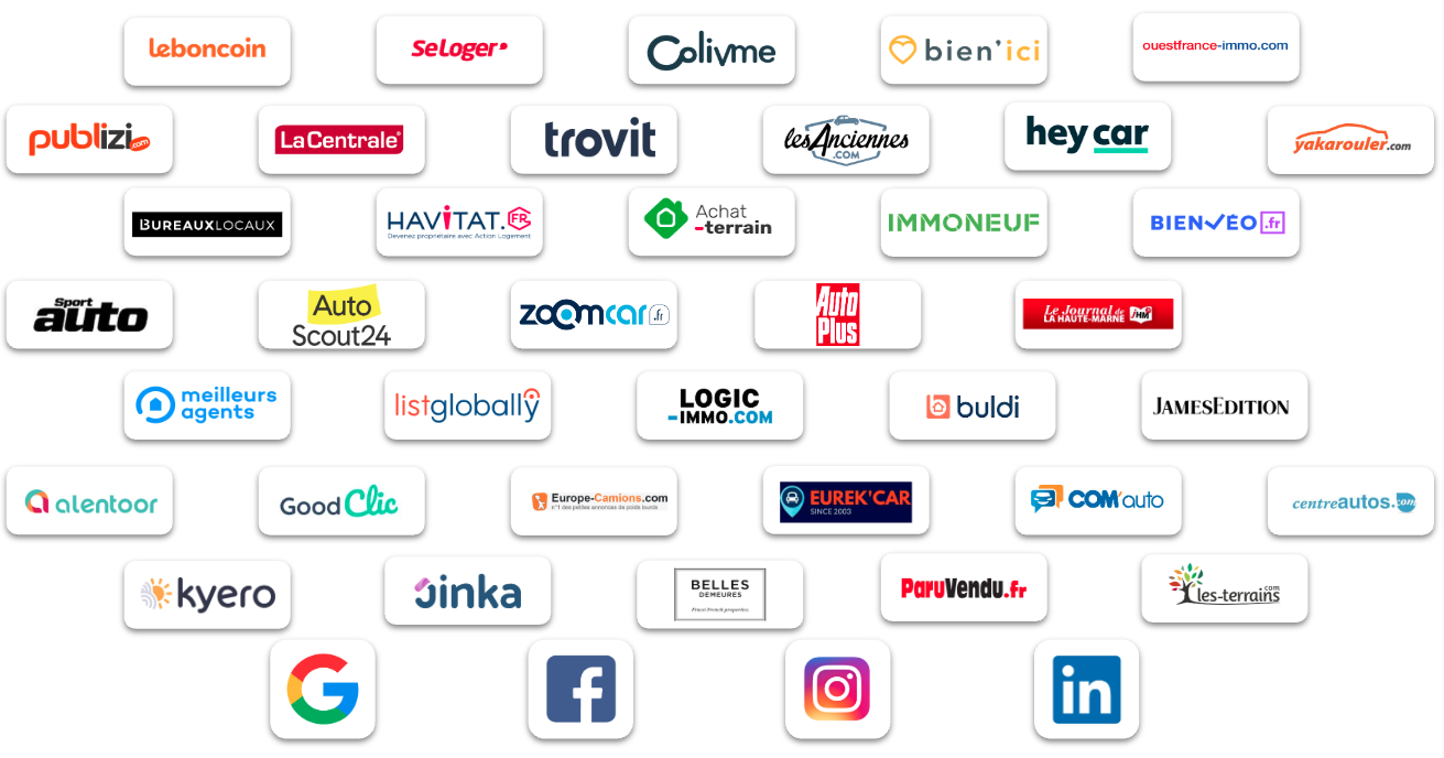 Logos des portails compatibles avec Ubiflow, liste non exhaustive.